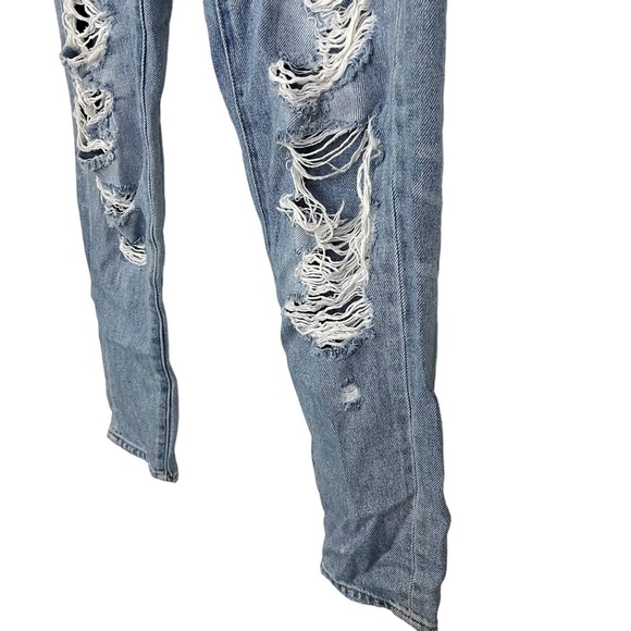 AMERICAN EAGLE HI-RISE GIRLFRIEND Distressed Medium Blue Wash Zip Fly Jeans sz 2 - Picture 10 of 16